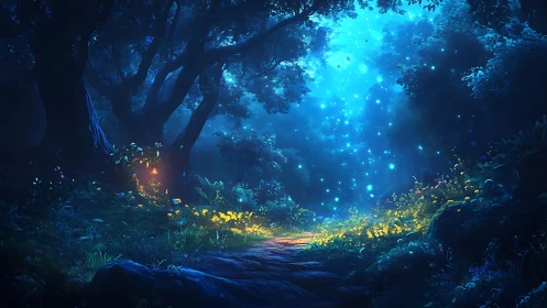 Bioluminescent Forest Cathedral: Where Twilight Meets Wonder.