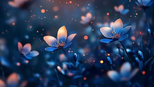 Glowing Flowers Dance in Magical Light