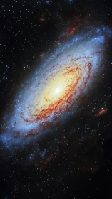Spiral galaxy with bright core and extended star field.