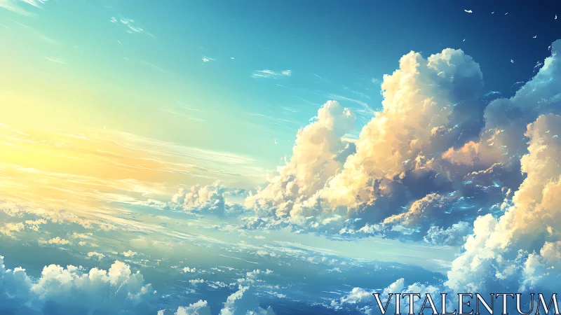 Sunrise kingdoms drifting across a painted turquoise sky.