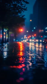Soft city rain painting streets with drifting neon light.