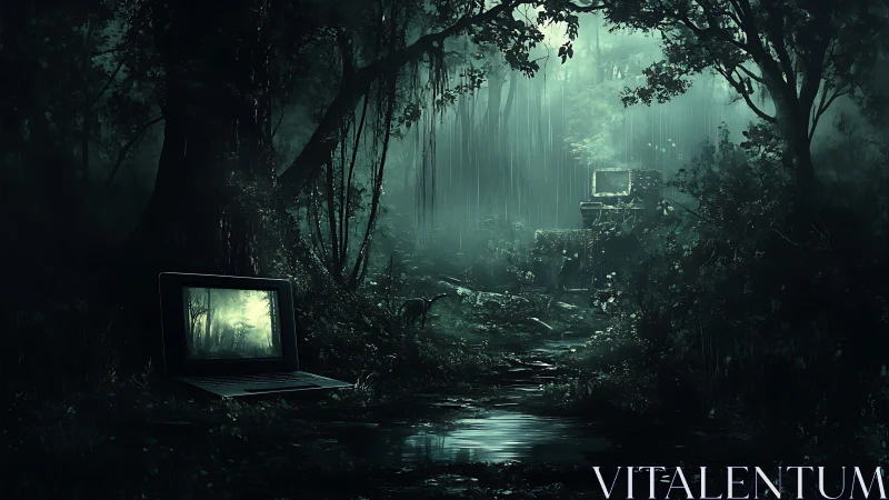 Rain-drenched forest servers humming in emerald hush.