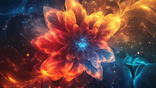 Cosmic fireflower erupting in radiant nebular petals.