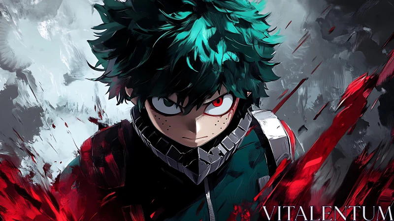 Dynamic anime portrait uses high-contrast lighting and motion streaks