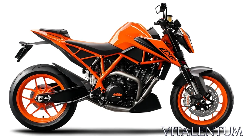 Side-profile studio render showcases angular orange street motorcycle