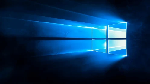 Blue light window carves radiant paths through digital night