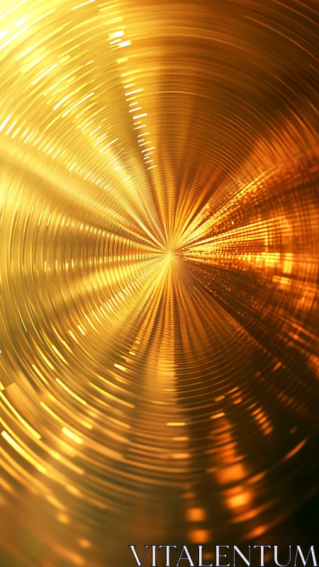 Golden radial light tunnel forms concentric reflective rings.