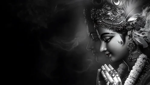 Divine profile in monochrome prayer emerges from sacred smoke