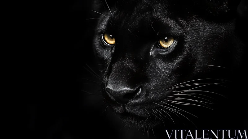 Black Panther Portrait with Golden Eyes