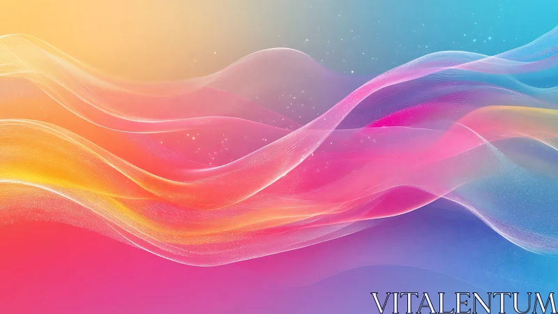 Gradient light waves form translucent flowing digital ribbons