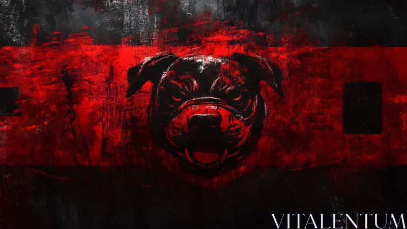 Bold bulldog emblem glowing in gritty red and black art.