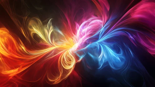 Swirling ribbons of light dance in a radiant cosmic embrace