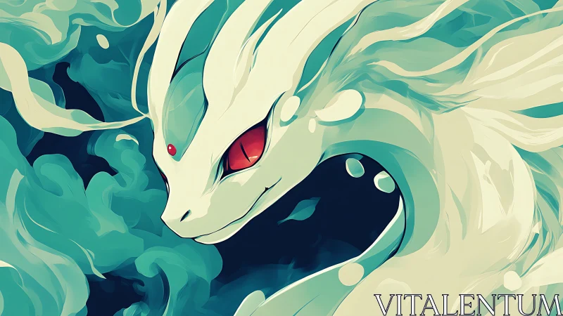 Serpentine elemental dragon rendered with flowing teal vapor forms