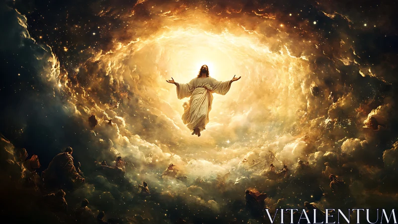 Radiant ascension swirling through a golden cosmic gateway.