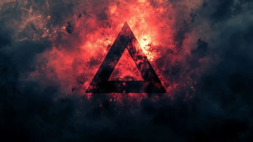 Geometric Fire: Nested Triangle Composition with Explosive Light Effects.