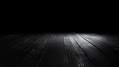 Midnight floorboards quietly stretch into theatrical darkness