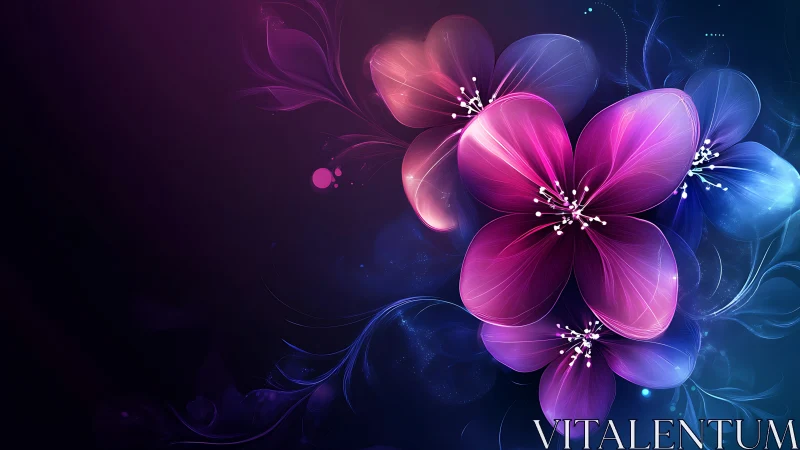 Luminescent Digital Blooms Against Deep Cosmic Darkness.