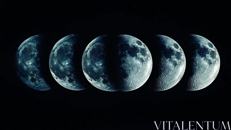 Moonlit rhythm in five shifting crescent night portraits.