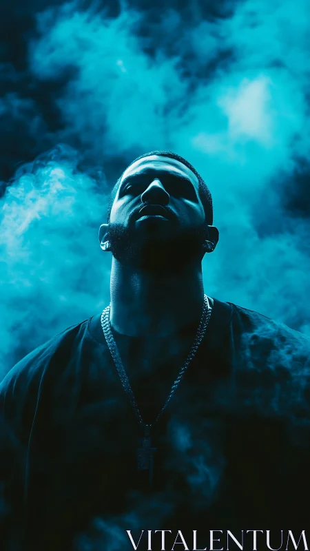 Midnight silhouette ascends through neon fog and quiet thunder