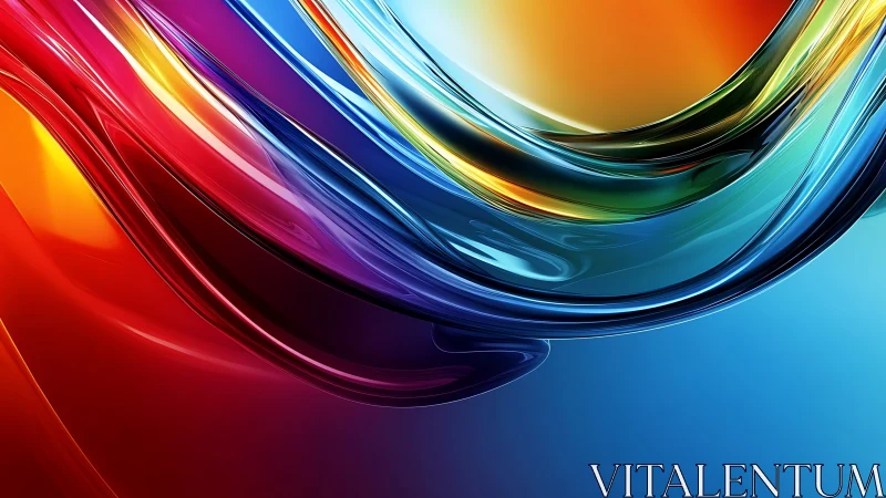 Colorful glasslike waves flow in a bright, fluid abstract scene