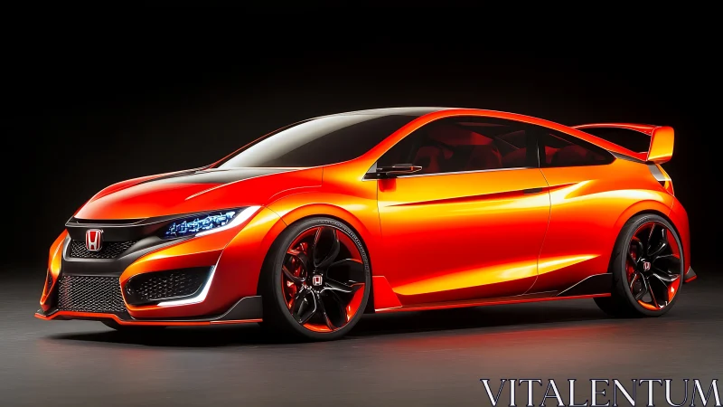 Aerodynamic Honda concept coupe in studio performance lighting.