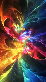 Prismatic nebula blooms into swirling cosmic petals of light.