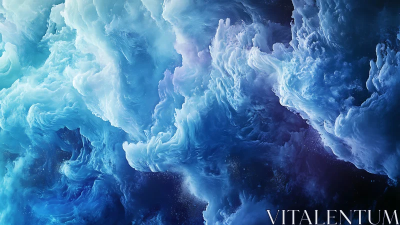 Celestial blue nebula swirls with luminous cloud plumes