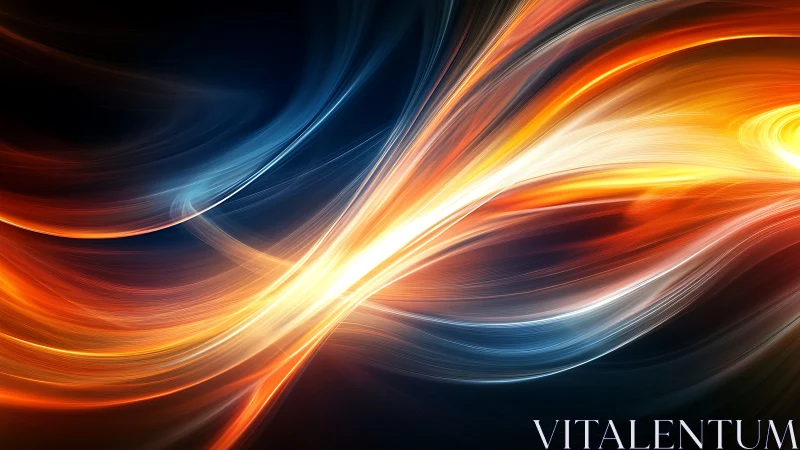 Dynamic Light Waves Flow. Abstract Orange-Blue Energy Streams.