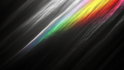 Diagonal spectral light streak on dark abstract field.