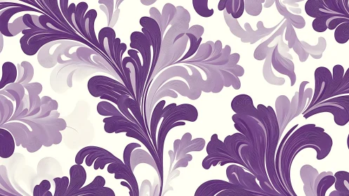 Vector foliage motif forms repeated purple ornamental pattern