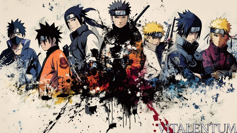 Ink-splashed ninja rivals united in a storm of color.