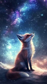 Celestial fox under nebular starfield with luminescent backlight.