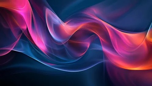 Abstract luminous waveforms in blue and magenta gradient field.