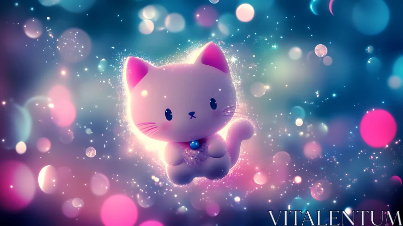 Whisker-Adorned Feline Fortune Bringer Radiates Luminescent Magic.