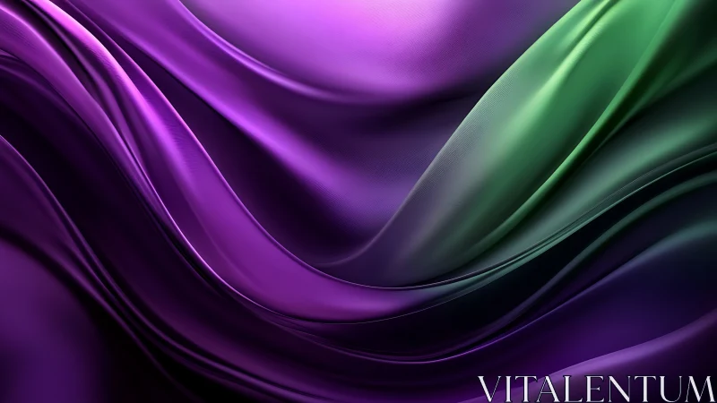 Iridescent silk waves in purple and emerald motion.
