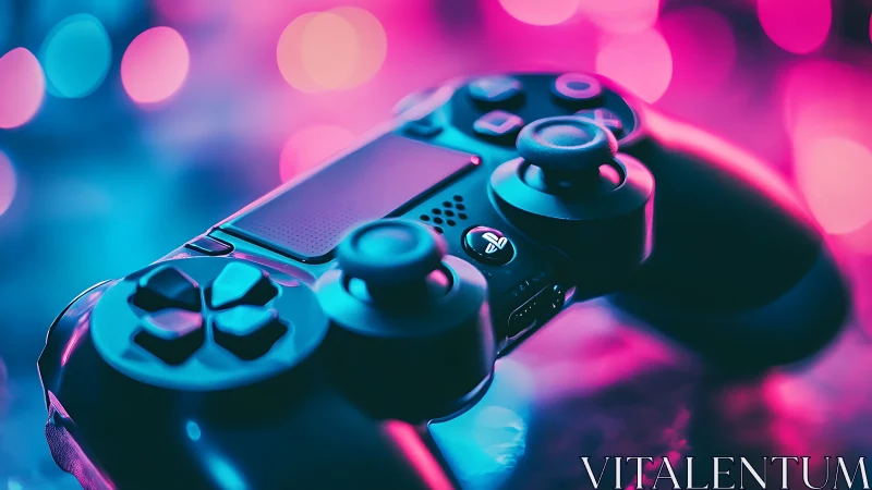 Vibrant Gaming Controller Glowing in Neon Lights