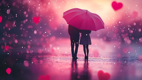 Two Hearts Dancing in the Rain with Love's Gentle Light