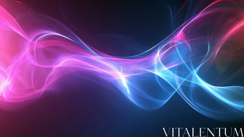 Abstract neon light waves in blue and pink motion.