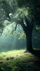 Backlit Deciduous Tree: Volumetric Light Through Dense Canopy