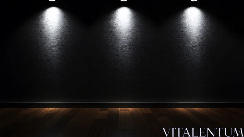 Gallery wall under four spotlights illustrates controlled illumination