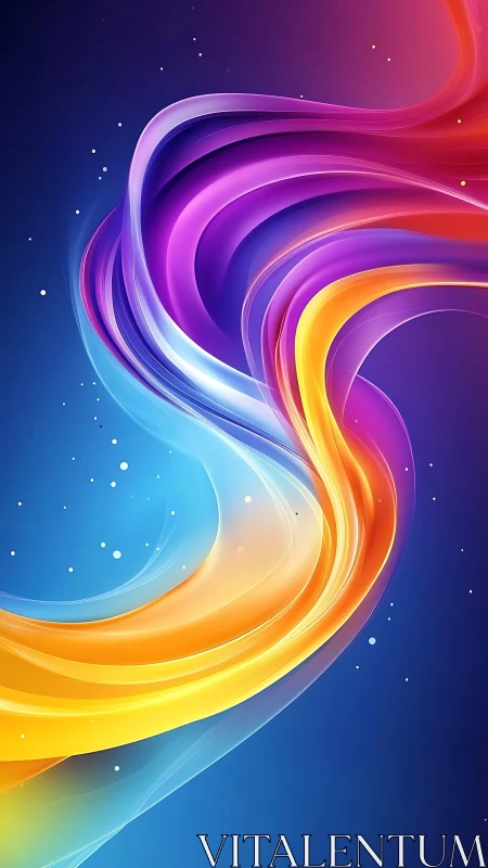 Vibrant neon ribbon arcs across deep blue gradient space