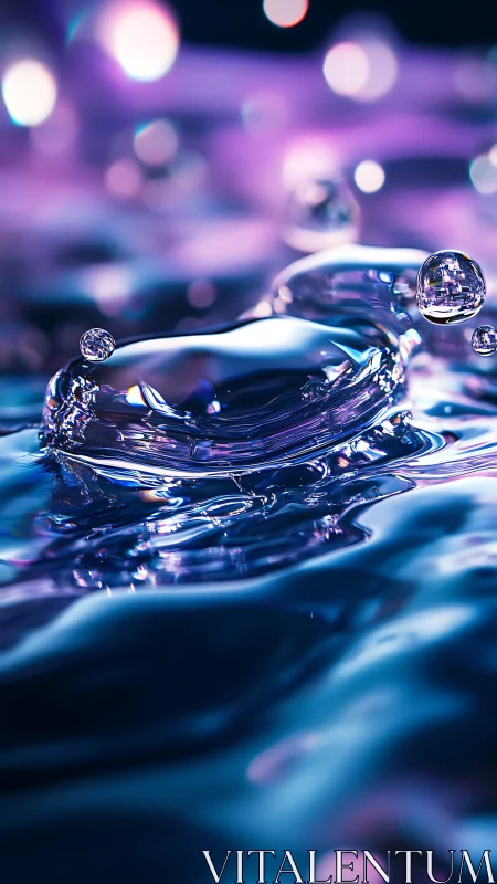 Liquid galaxies leap upward as violet light kisses water