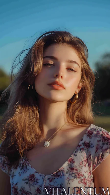Sunlit outdoor portrait renders soft-focus feminine elegance