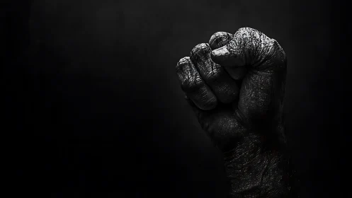 Clenched Fist in Dramatic Black and White