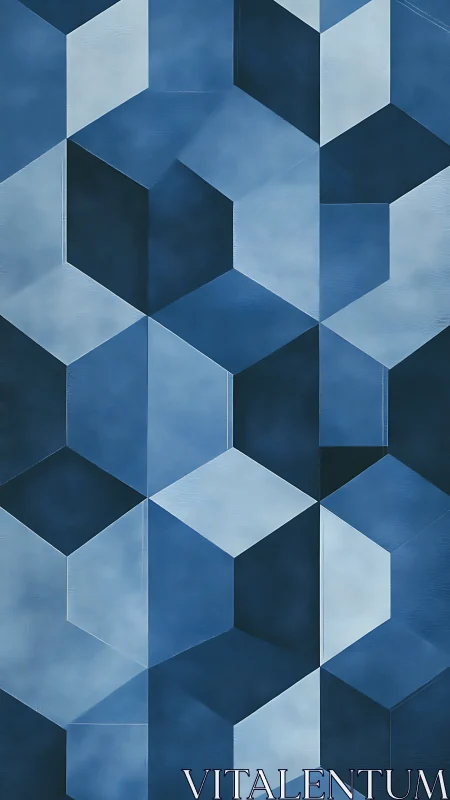 Geometric blue cube tessellation with depth illusion.