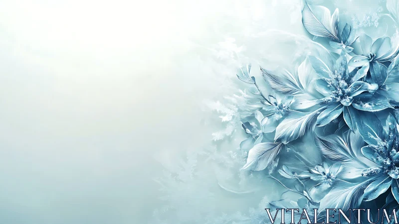 Ethereal Blue Flowers in Mist and Soft Light.