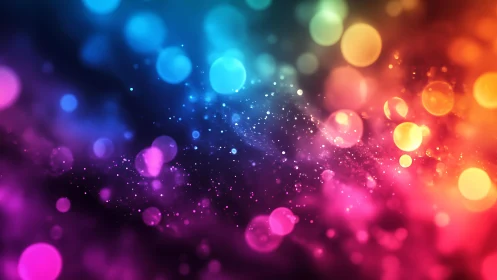 Vibrant bokeh effect with colorful light orbs in abstract style.