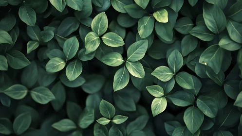 Dense green foliage pattern under soft diffused light.
