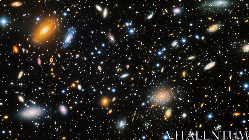 Stargazer’s window into swirling golden and blue galaxies.