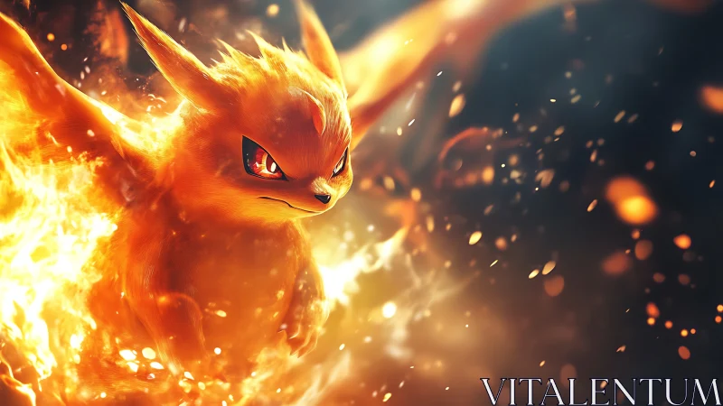 Fierce ember fox streaking through molten starlight storm.